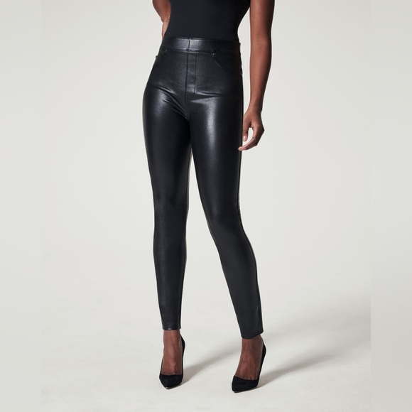 Spanx Leather-Like Ankle Skinny Pant Tall inseam black XL - Picture 5 of 7